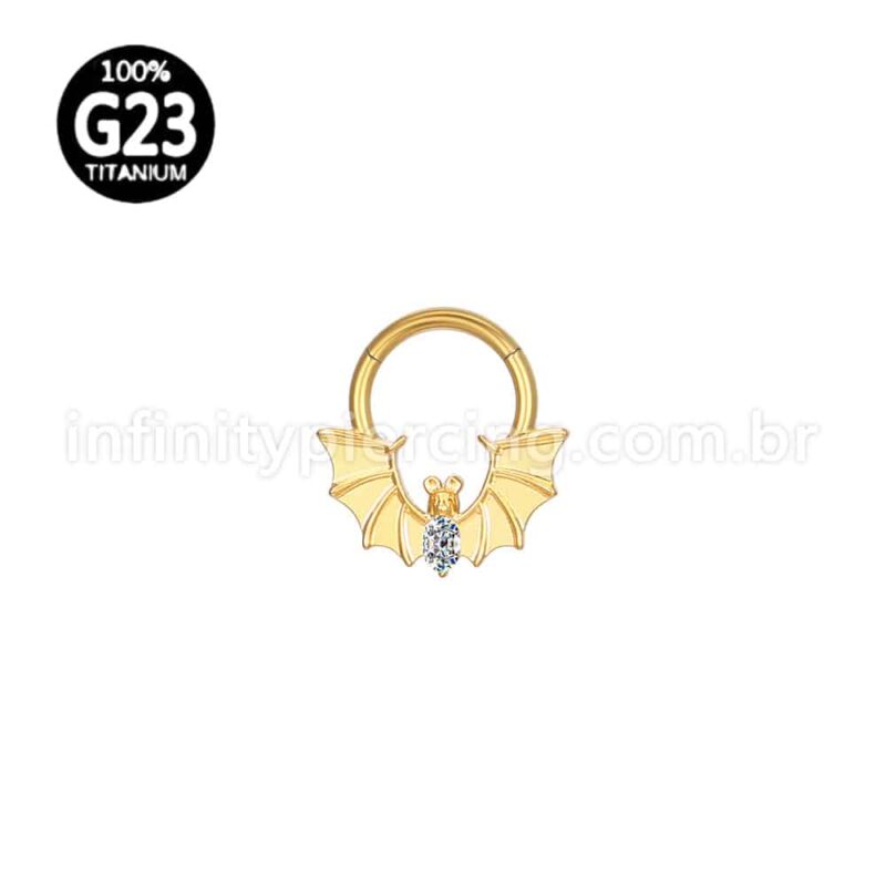 Piercing Argola Titânio Morcego Zircônia Cravejada
