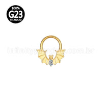 Piercing Argola Titânio Morcego Zircônia Cravejada
