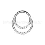 Piercing Argola Segmento Articulado Aço Cirúrgico Zircônia Cravejada Duplo
