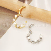 Piercing Argola Titânio Segmento Articulado Zircônia Cravejada
