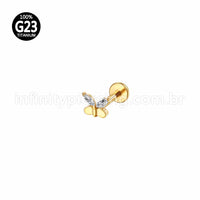 Piercing Labret Titânio Borboleta Zircônia