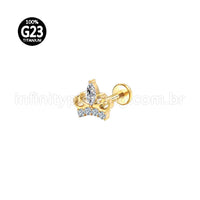 Piercing Labret Titânio Coroa Zircônia