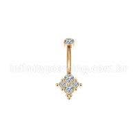 Piercing Banana Aço Cirúrgico Indiano 5 Zircônias Cravada