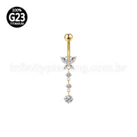 Piercing Banana Titânio Borboleta Zircônia Com Pingente