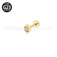 Piercing Labret Titânio Oval Zircônia