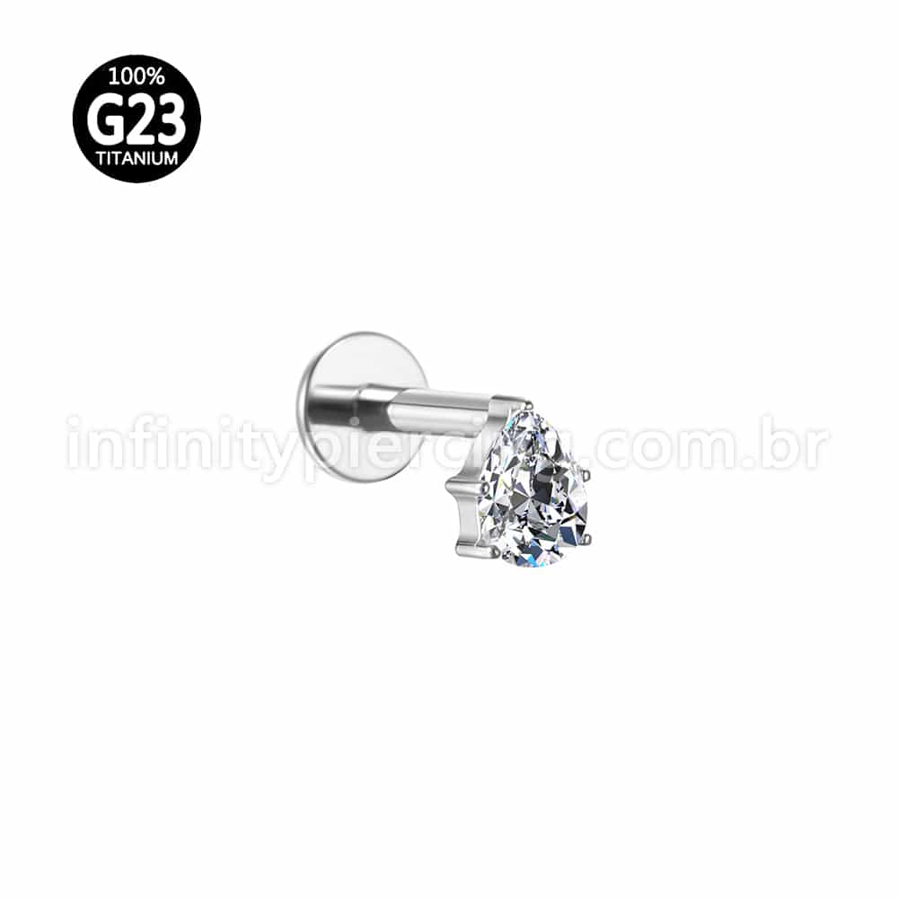 Piercing Labret Titânio Zircônia Gota