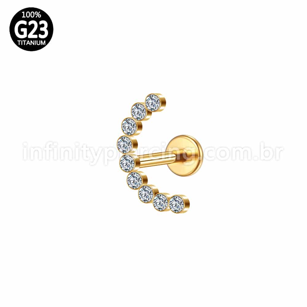 Piercing Labret Titânio Curvo Com Zircônias