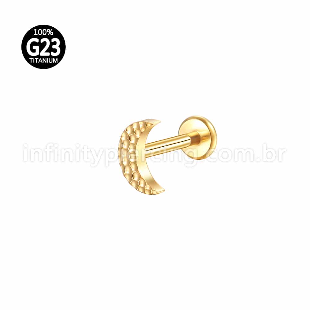 Piercing Labret Titânio Lua Detalhada