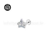 Piercing Labret Titânio Coroa Zircônia