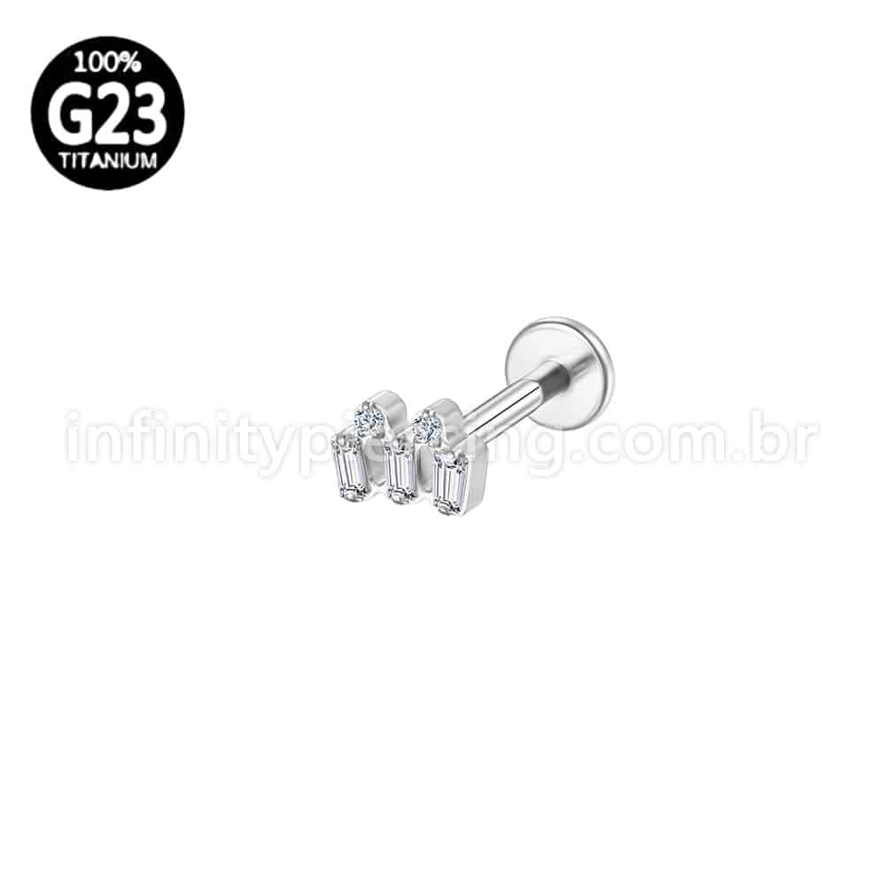 Piercing Labret Titânio 5 Mini Zircônias