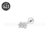 Piercing Labret Titânio 5 Mini Zircônias