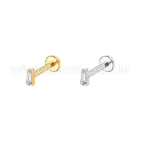 Piercing Labret Aço Cirúrgico Retângulo Zircônia