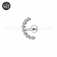 Piercing Labret Titânio Curvo Com Zircônias