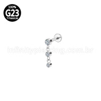 Piercing Labret Titânio Ponto De Luz Com Pingente Zircônia
