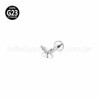 Piercing Labret Titânio Borboleta Zircônia