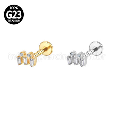 Piercing Labret Titânio 5 Mini Zircônias