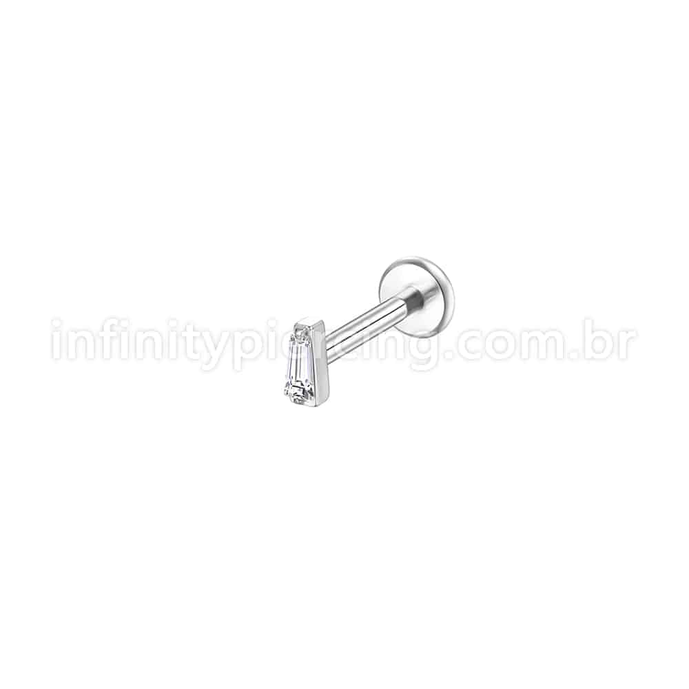 Piercing Labret Aço Cirúrgico Retângulo Zircônia