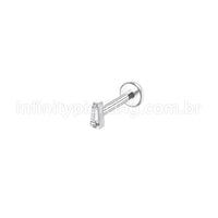 Piercing Labret Aço Cirúrgico Retângulo Zircônia