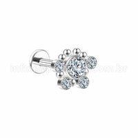Piercing Labret Aço Cirúrgico Indiano Zircônia