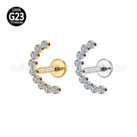 Piercing Labret Titânio Curvo Com Zircônias
