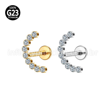 Piercing Labret Titânio Curvo Com Zircônias