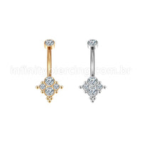 Piercing Banana Aço Cirúrgico Indiano 5 Zircônias Cravada