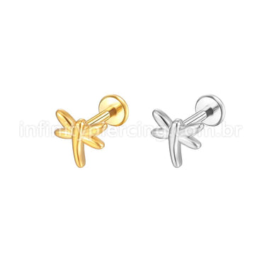 Piercing Labret Aço Cirúrgico Libelula
