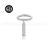 Piercing Argola Titânio Zircônia Cravejada Pingente Barra