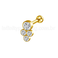 Piercing Minibarbell Aço Cirúrgico 4 Zircônias