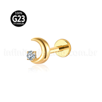 Piercing Labret Titânio Lua Zircônia
