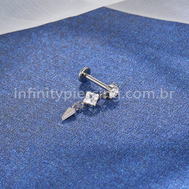Piercing Labret Titânio Com Pingente
