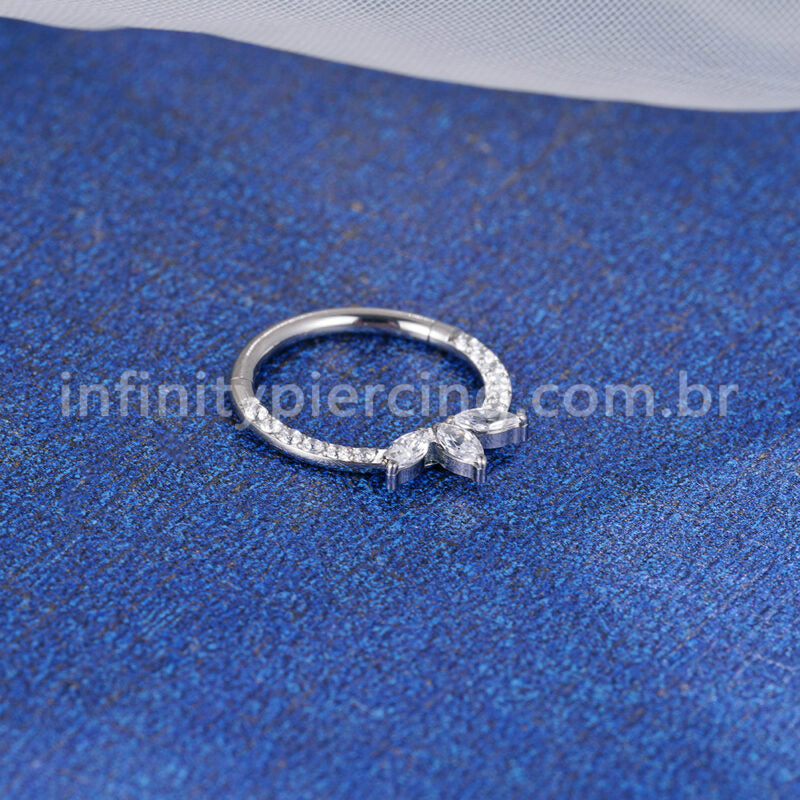 Piercing Argola  Titânio Segmento Articulado Zircônia Cravejada