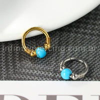 Piercing Argola Titânio Detalhada Com Pedra Opala