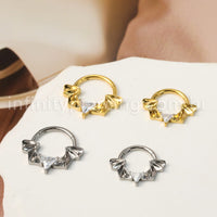 Piercing Argola Titânio Segmento Articulado Asas/Zircônia Cravejada