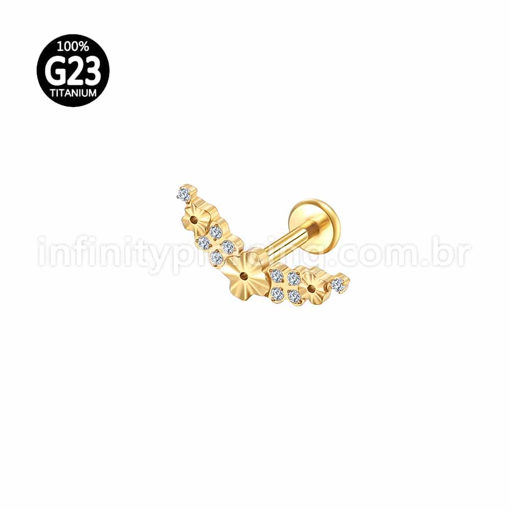 Piercing Labret Titânio Cluster Flores Zircônia