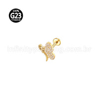 Piercing Labret Titânio Borboleta Zircônia
