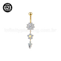 Piercing Banana Titânio Flor Zircônia Com Pingente