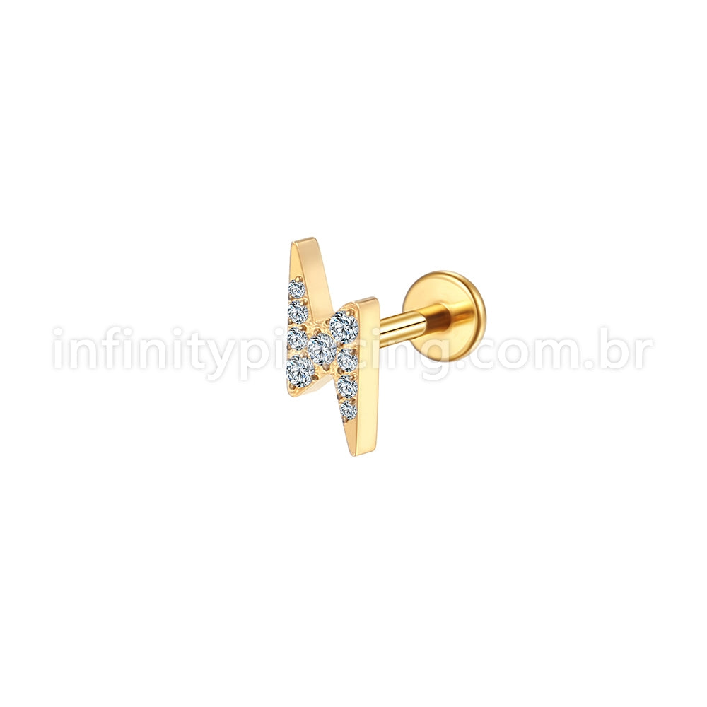Piercing Labret Aço Cirúrgico Raio Zircônia