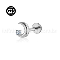 Piercing Labret Titânio Lua Zircônia