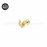 Piercing Labret Titânio Raposa Zircônia