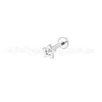 Piercing Labret Aço Cirúrgico Estrela Vazada Zircônia