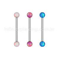 Piercing Barbell Reto Opala Aço Cirúrgico 316L