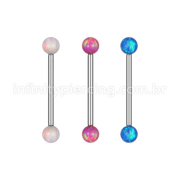 Piercing Barbell Reto Opala Aço Cirúrgico 316L