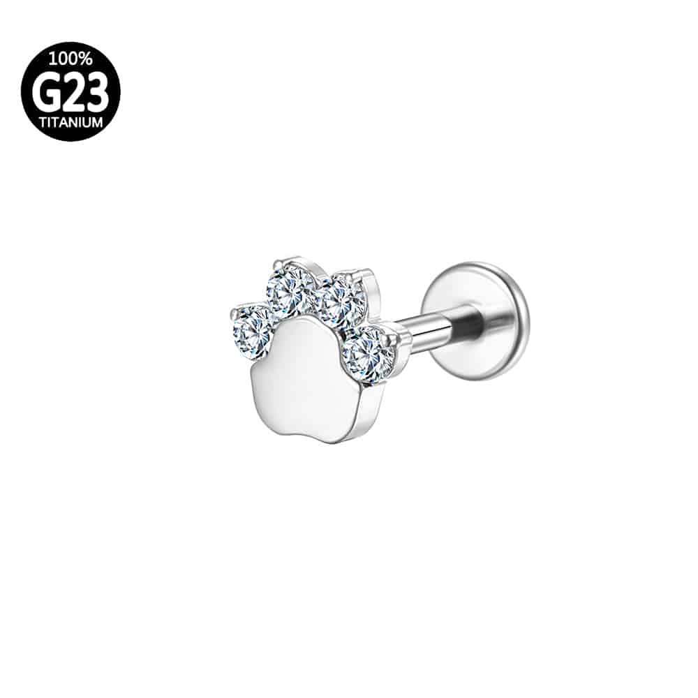 Piercing Labret Titânio Patinha Zircônia