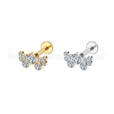 Piercing Labret Aço Cirúrgico Zircônias