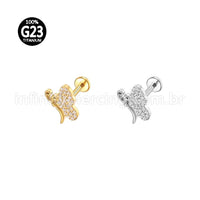 Piercing Labret Titânio Borboleta Zircônia