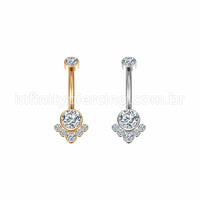 Piercing Banana Aço Cirúrgico Indiano 7 Zircônias Cravada