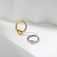 Piercing Argola Titânio Segmento Articulado Coração Com Detalhes