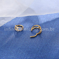 Piercing Argola Titânio Segmento Articulado Raio Dupla Fileira Zircônia Cravejada