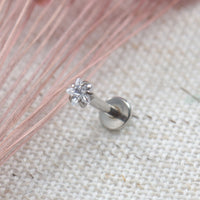 Piercing Labret Aço Cirúrgico Push Pin Estrela Zircônia